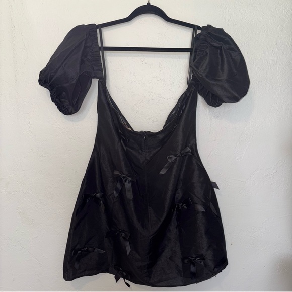 Anthropologie Hutch Off-The-Shoulder Bow Puff Sleeve Mini Dress - Picture 8 of 11